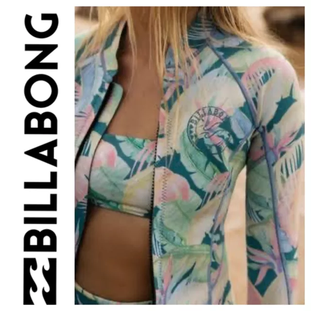 Bnwt Billabong Womens Peeky Wetsuit Jacket (Marine Tropic) Size Aus8/ Us4 $199
