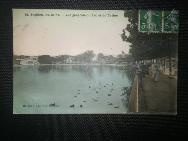 CPA 95 ENGHIEN-LES-BAINS - General View of the Lake and the Casino