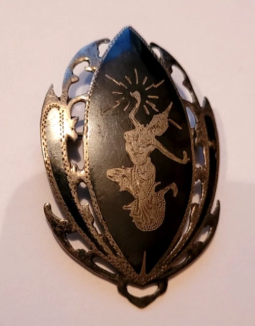 Broche Vintage En Grenat Pyrope - Bijou Ancien, Pierre Rouge, Métal Inconnu, Occasion