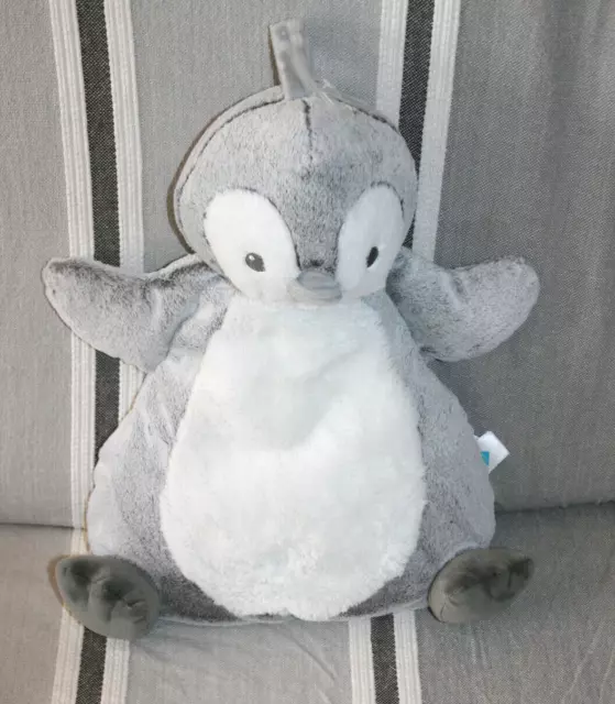 Tex Baby Doudou Peluche Pingouin Range Pyjama Gris Chine Blanc 45 Cm Neuf