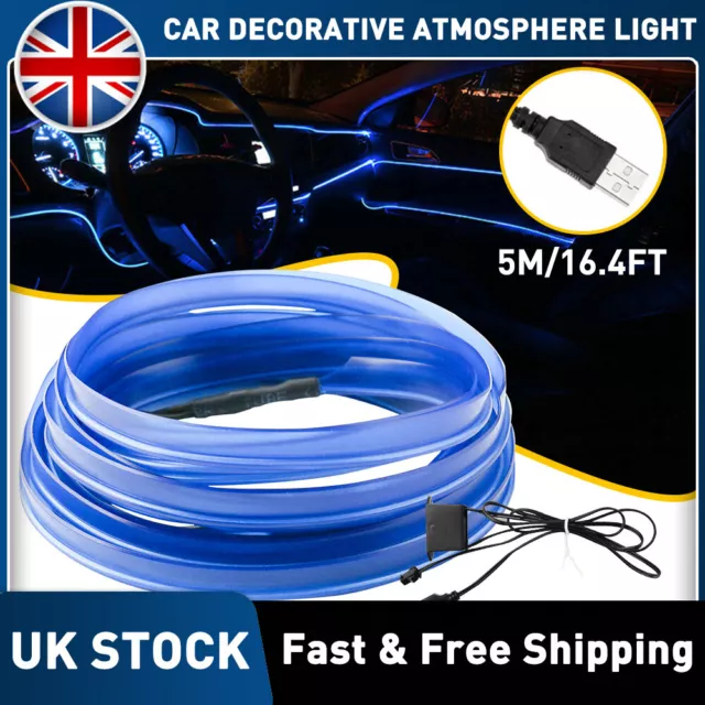 5M/16.4FT Auto Led Innenbeleuchtung,USB EL Wire Auto Blau,Led