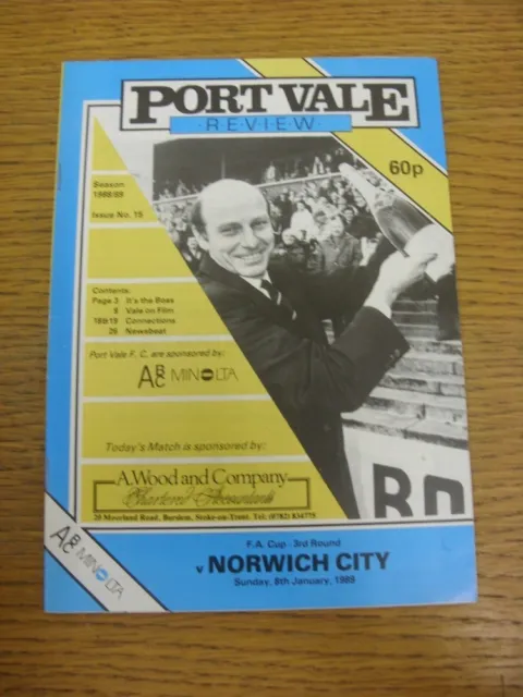 08/01/1989 Port Vale v Norwich City [FA Cup] (Team Changes). Thanks for viewing