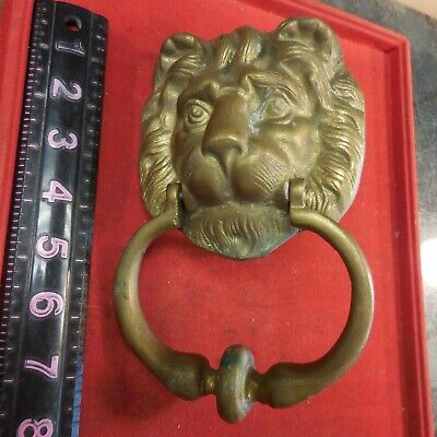 Vintage Large Heavy Brass Lion Head Knocker 2