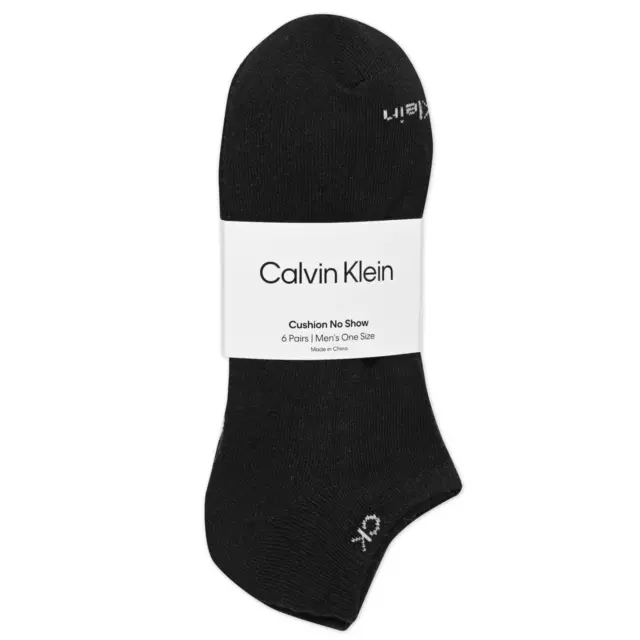 Mens Calvin Klein 6- Pack CK Solid Cushioned No-Show Black One Size Socks 8.5-13 2