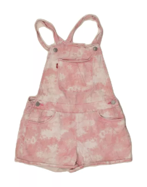 LEVI'S Girls Dungarees Denim Shorts 13-14 Years W28 Pink Tie Dye Cotton AQ53