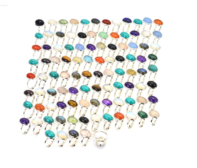 WHOLESALE 101PC 925 SOLID STERLING SILVER PURPLE AMETHYST MIX STONE RING LOT v98