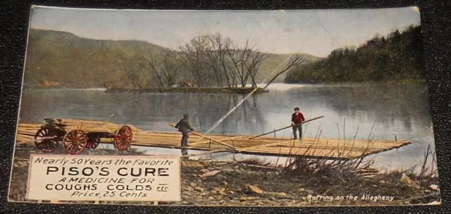 Quack Medicine Advertising Postcard Pisos Cure Quackery 1910 Rafting G7