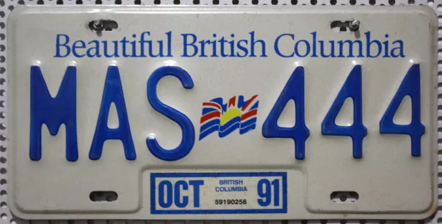 Kanada Nummernschild Auto Kennzeichen BRITISH COLUMBIA License Plate Canada 444