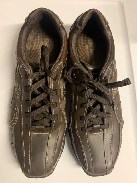Skechers City Walk Malton Brown Leather Sneaker Driving Oxford Men's 9 Orig $60