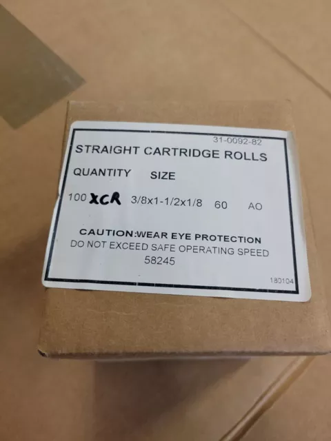 Straight Cartridge Rolls 3/8 X 1  1/2 X 1/8 60 Grit 100 Pieces