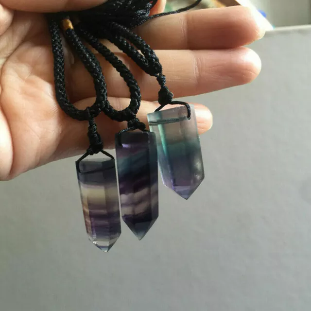 Natural Crystal Quartz Stone Pendulum Hexagonal Pendant Reiki Healing Necklace
