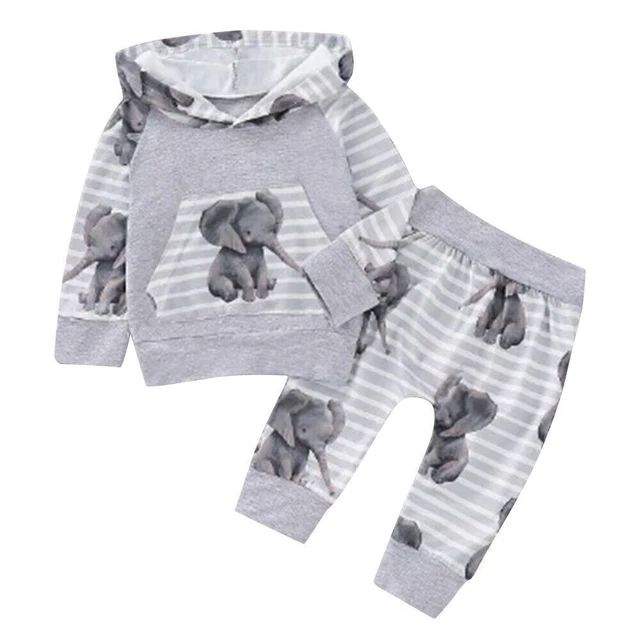 2PCS Newborn Baby Boys Hooded Sweatshirt Tops Pants Tracksuit Outfit Set Clothes