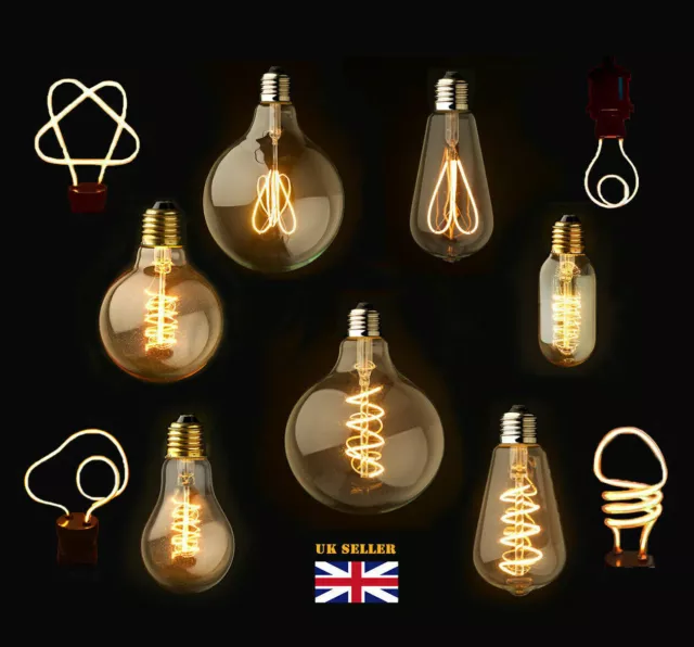 E27 B22 Retro Vintage Edison Flexible LED Spiral Filament Light Bulb