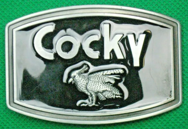 Belt Buckle "BLACK COCKY" Custom Made to Fit 4 cm Belt, DIY, No Belt!