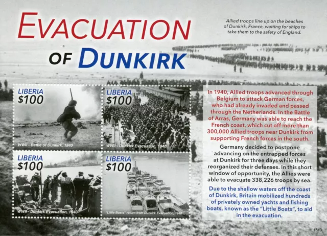 Liberia Military Stamps 2015 MNH WWII WW2 Evacuation of Dunkirk Ships 4v M/S