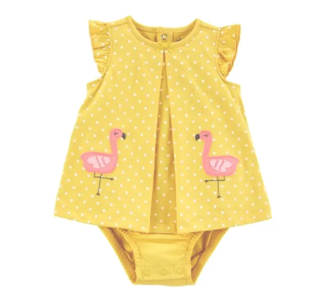 Carters Infant Girls Size 18 Months Flamingo Sunsuit Romper Sun Dress Bodysuit