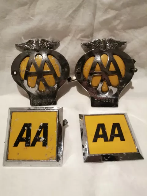 4 X Vintage Automobile Association AA Car Grill Badges