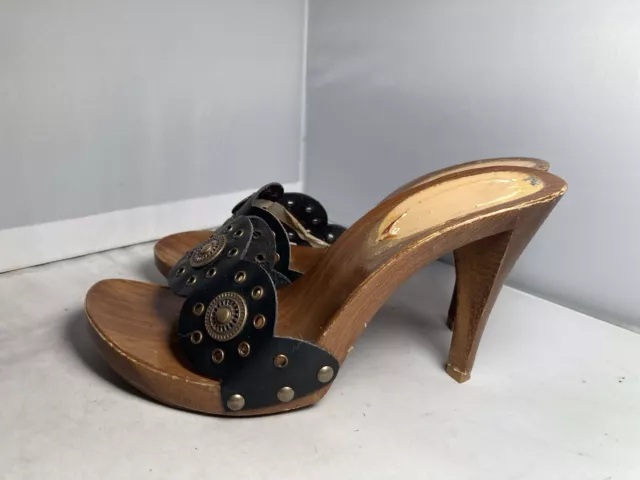 VINTAGE 80S CANDIES Style Sandals High Heels Slides Sexy Black