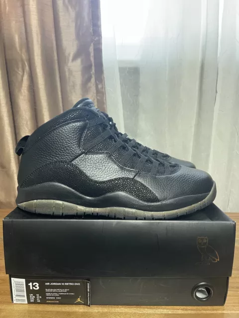 Air Jordan 10 Retro Drake OVO Black Size 13 New In Box 819955-030