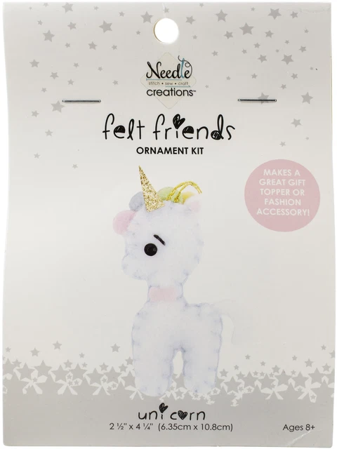 Paquete de 3 Ediciones de Tela Creaciones de Agujas Adorno de Fieltro-Unicornio -NCFLTK-UNCRN