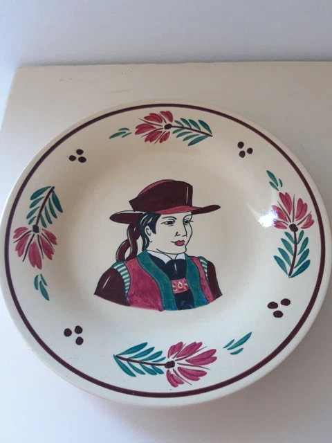 Assiette Céramique Ancienne – Village Breton De Maïe Kersoal – Déco Bleue