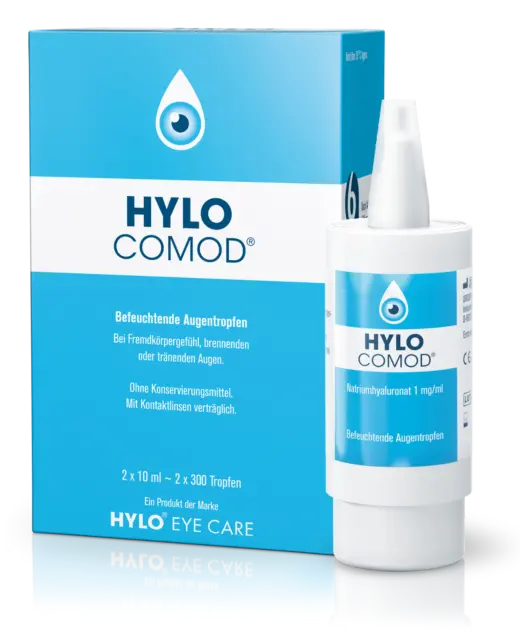 HYLO COMOD Augentropfen 2x10ml der Klassiker bei trockenen Augen PZN 04047553