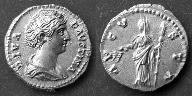 Diva Faustina I. AR Denarius (18mm. 3.37 g) Faustina right / Ceres. Mintstate.