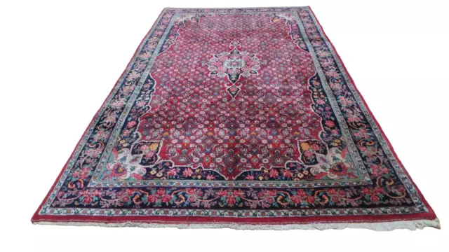 Large  PERSAIN CARPET RUG HAND MADE Oriental living Room Vintage 9ft 11" x 5ft 9
