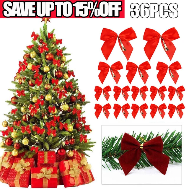 36 STCK. Weihnachtsbaum Ornamente Band Schleife Schleife Weihnachten Zuhause Party Dekor Geschenke