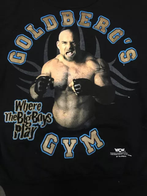 Pull graphique vintage années 90 officiel WCW Goldberg GYMN Where The Big Boys Play taille Y L 2