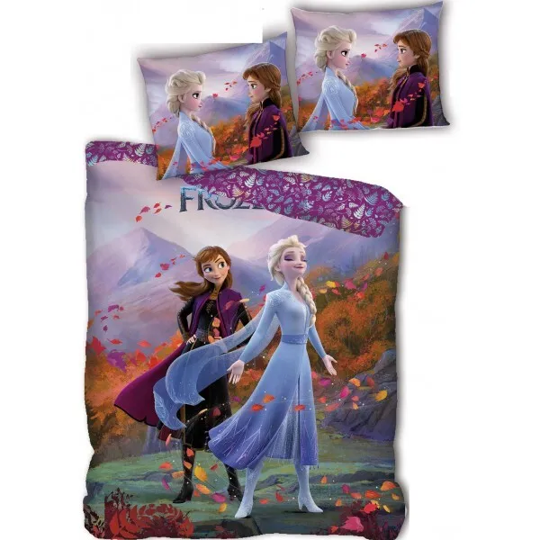 Reine des Neiges - Parure de Lit Enfant Frozen Automne - Housse de Couette 140x2