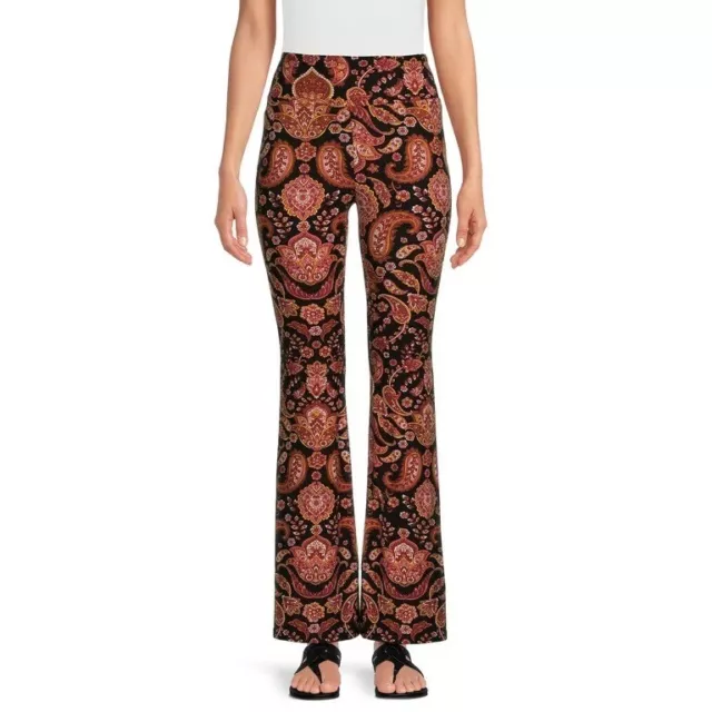 New No Boundaries Paisley Floral Knit Flare Pants Juniors Women Many Sizes  Pink