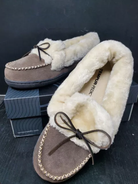 Tempur Pedic LAURIN Grey Women Size 10M Moccasin Lined Slipper NWOB TP6062-020