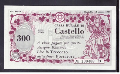 Miniassegno Cassa Rurale Castello Fiemme 250 Lire Velieri 16-11-1979 