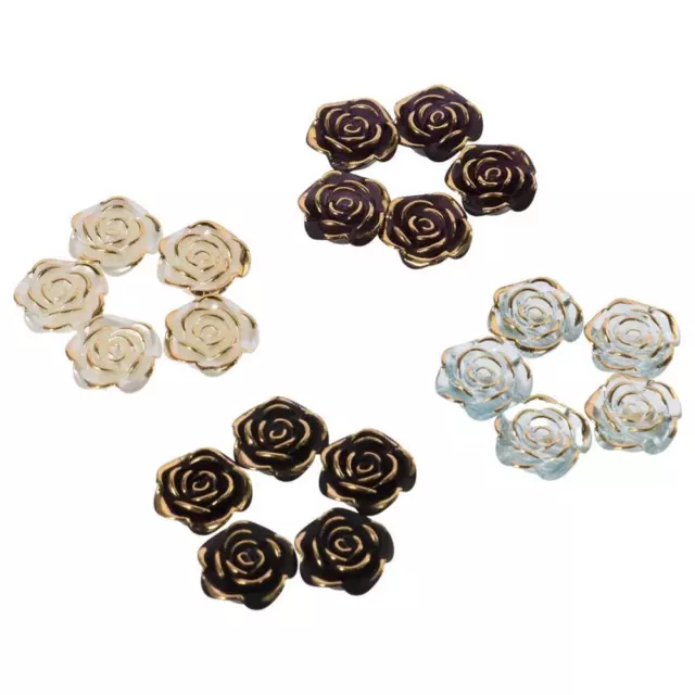 120Pcs Rose Flower Beads 18mm Gold Frame Cabochons Rose Beads  Scrapbooking