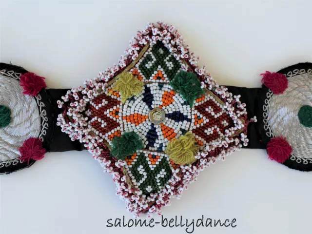 Cinturón medallón de perlas tribal hippie danza del vientre, 86 cm de largo, hecho a mano, LARP 3