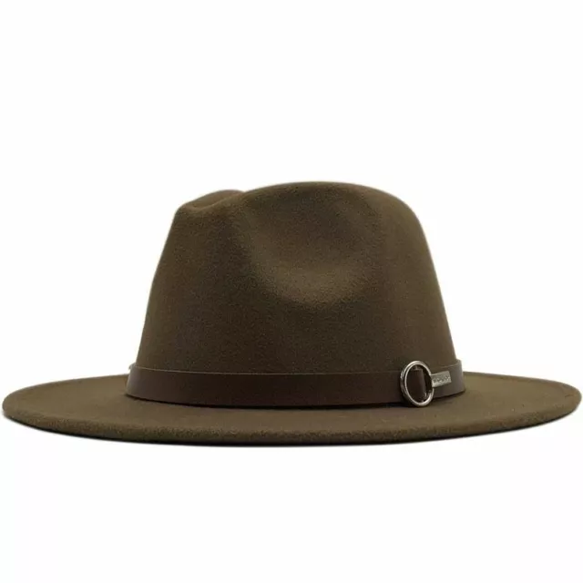 56-58Cm Unisex Hat wide Brim Felt Jazz Fedora Hats Cowboy Style with Belt Decor