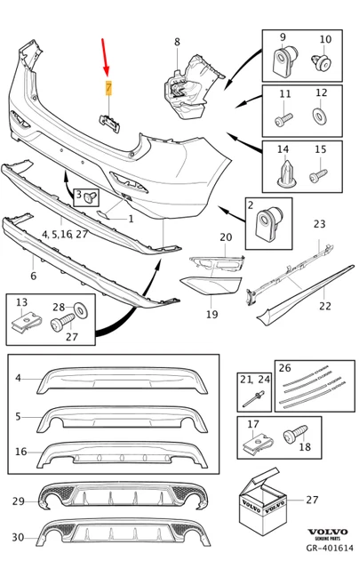 NEW VOLVO V40 Rear Bumper Antenna Lock System Retainer 31323322 Genuine ...