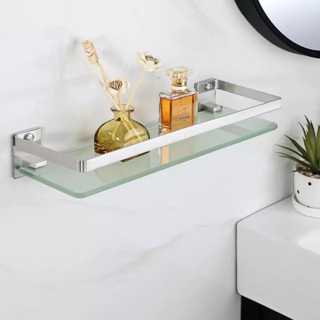 SAYAYO Bathroom Shelf Tempered Glass Shelf Wall Mounted, Brushed Shower Storage 2