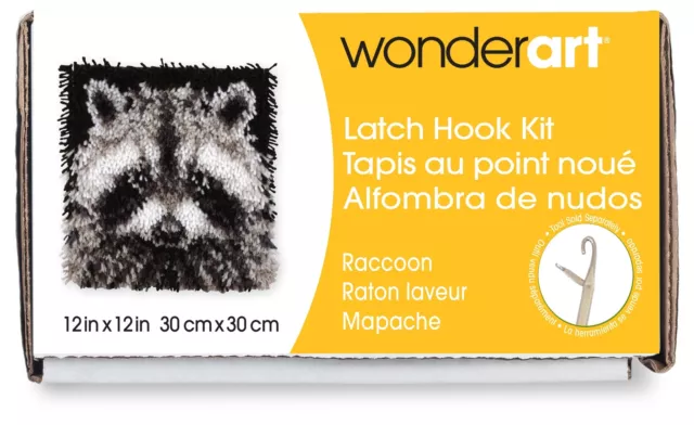 Spinrite Caron Wonderart Latch Hook Kit 12"X12"-Raccoon