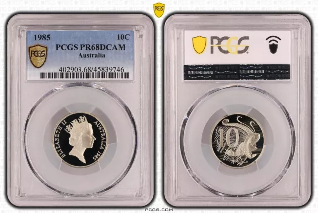 1985 Proof Ten Cent 10c Australia PCGS PR68DCAM FDC UNC #3791