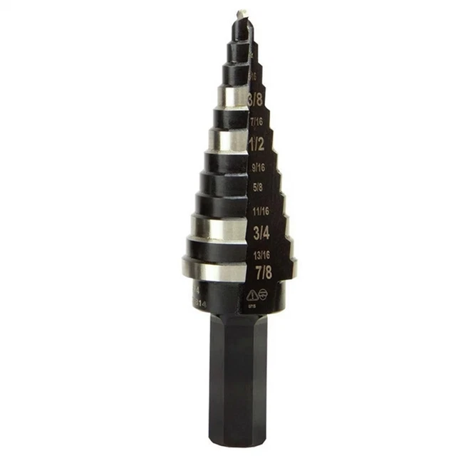 Klein Tools (KTSB14) Step Drill Bit #14 Double-Fluted, 3/16" - 7/8" - 12 Holes