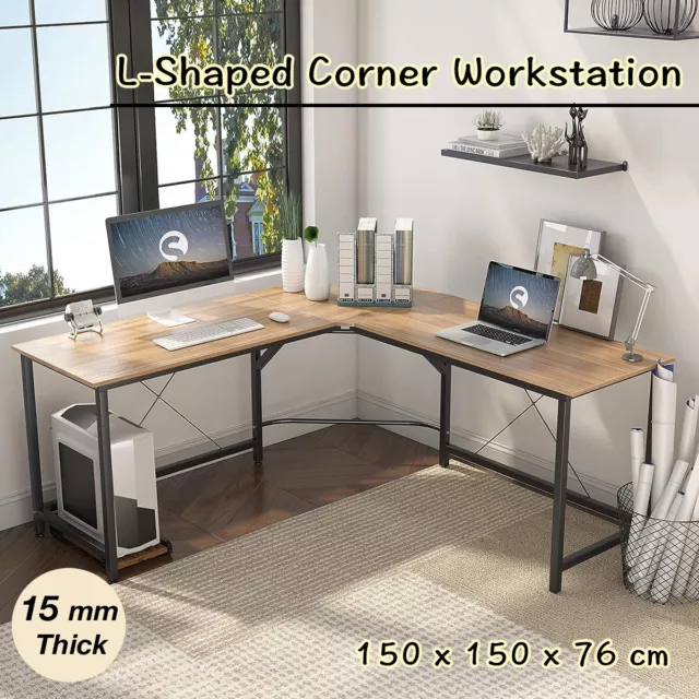 Computer Desk Corner Desk L-Shaped Desk Office Desk Computer Table, White Oak