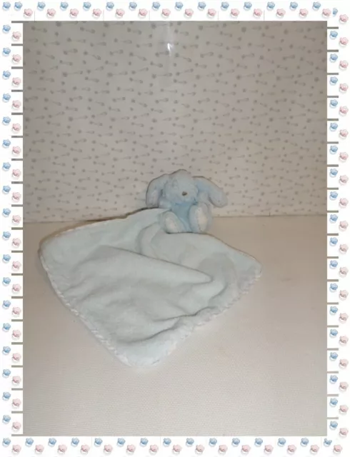 @ - Doudou Peluche Lapin  Bleu Rayé  Bleu Blanc Mouchoir Tartine et Chocolat