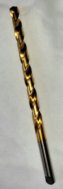 13.8MM Extra Long Drill Bit HSS Tin Coated 118° Point Tanged OAL:10-1/4" Chicago