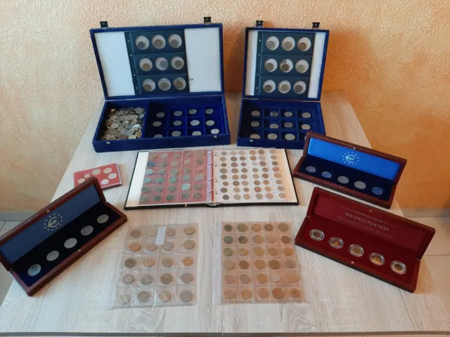 Große Medaillen, Münzsammlung in Münzboxen,Etuis + Album aus Nachlass