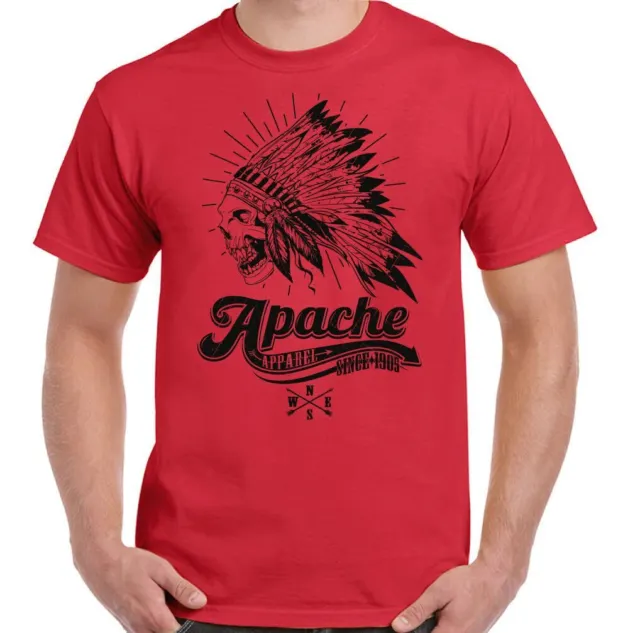 T-shirt teschio indiano Apache abbigliamento uomo copricapo moto biker tatuaggio bici 9