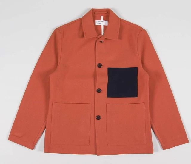 Universal Works Designer Mens Wool Simple Baker Jacket  Melton Orange Size Large
