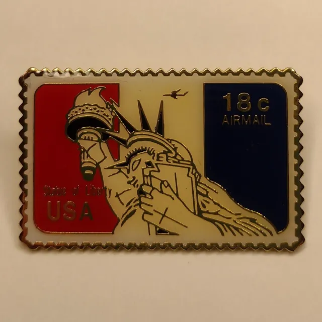 Vintage US Statue Of Liberty Air Mail Postage Stamp 18 Cent Lapel Pin * Read