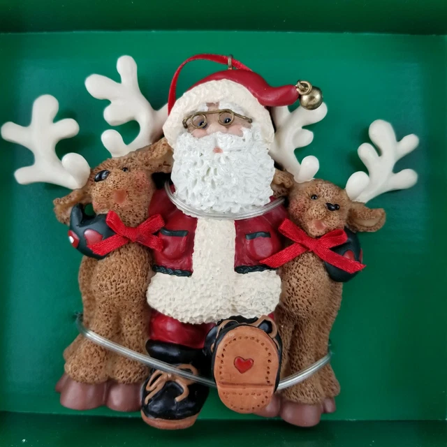 Kurt Adler HOLLY DEARIES  Christmas Tree Ornament Santa Reindeer New Old Stock